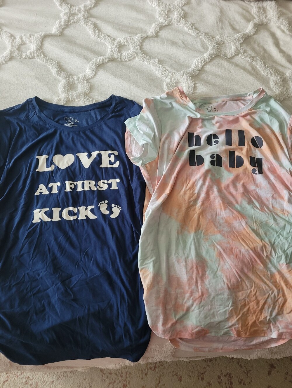 TWO maternity T Shirts With Side Sinching